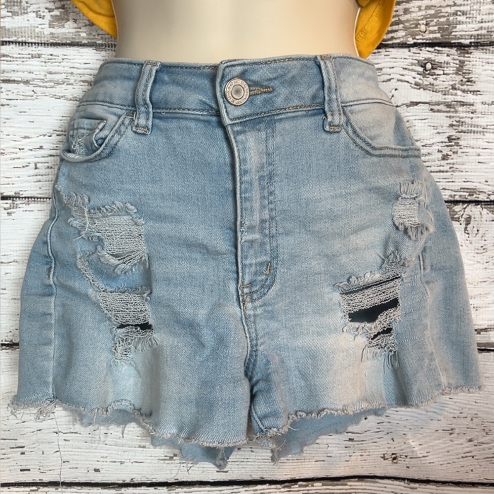 SO Light Blue Distressed Jean Shorts